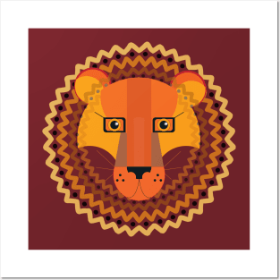 Lion Geometric Ornament Posters and Art